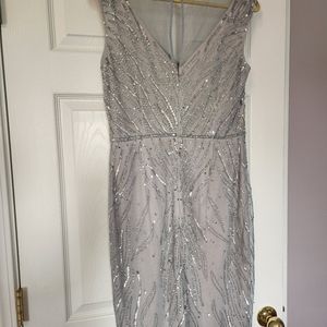 Adrianna Papell Beaded Cap Sleeve Short Cocktail Dress